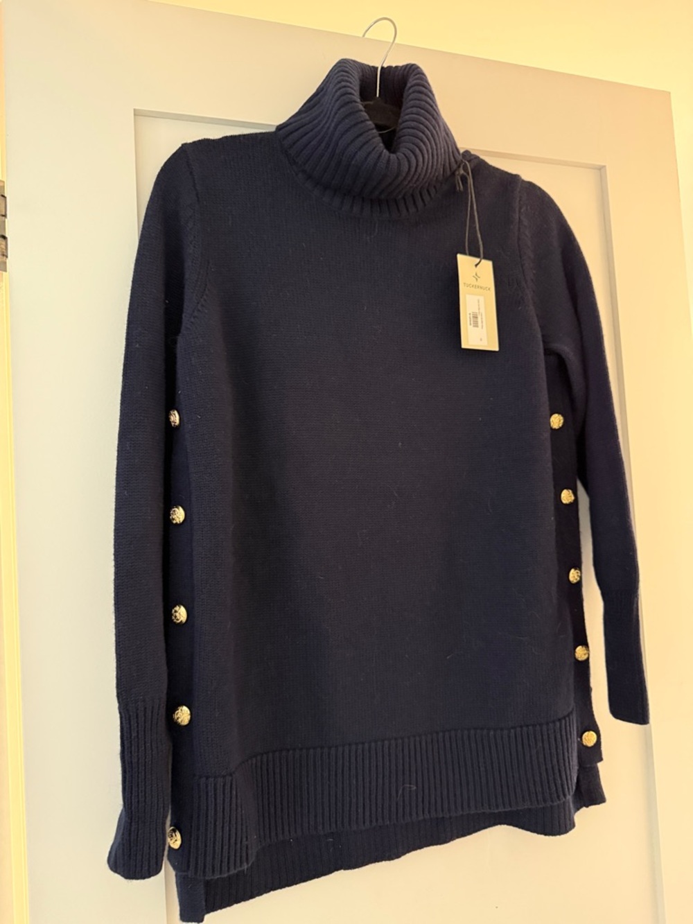 Tuckernuck Navy Turtleneck Button-Accent Sweater